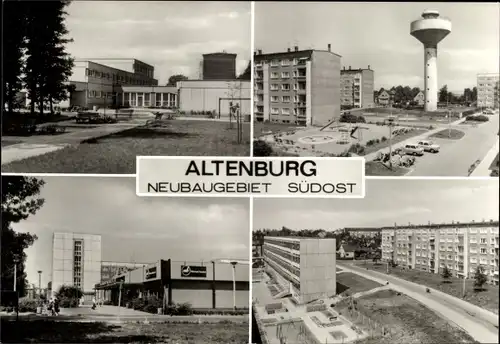 Ak Altenburg in Thüringen, Neubaugebiet Südost, Plattenbauten, Wasserturm