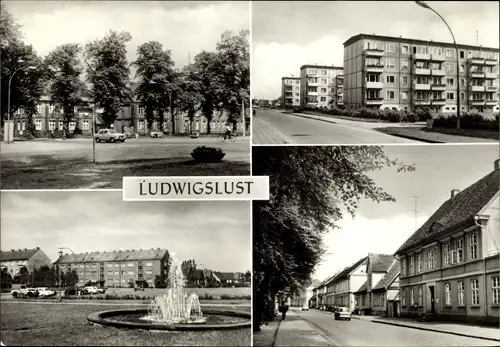 Ak Ludwigslust, Karl Marx Platz, Schweriner Allee, Bahnhofsvorplatz, Kanalstraße