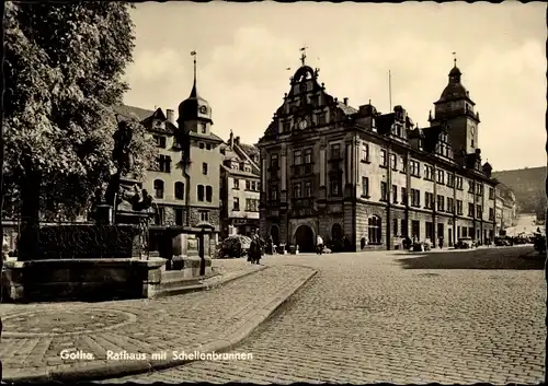 Ak Gotha in Thüringen, Rathaus mit Schellenbrunnen