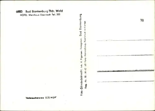 Ak Bad Blankenburg in Thüringen, Hotel Weinhaus Eberitzsch, Speisezimmer