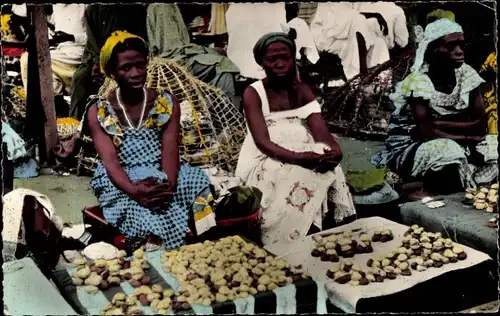 Ak Afrika in Farben, auf dem Markt, Kola-Verkäufer