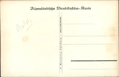 Ak Alpenländisches Dirndlkostüm, Frau in Tracht, Blumenstrauß