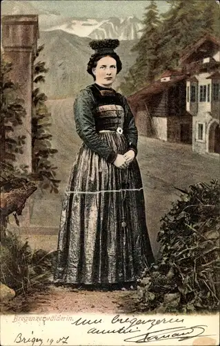 Ak Bregenzerwälderin, österreichische Tracht, Frau-Portrait