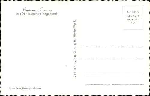 Ak Schauspielerin Susanne Cramer in Der lachende Vagabund