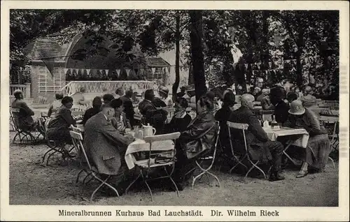 Ak Bad Lauchstädt Saalekreis, Mineralbrunnen Kurhaus, Terrassenpartie, Dir. Wilhelm Rieck