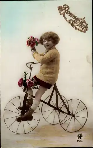 Ak Glückwunsch Geburtstag, Mädchen auf einem Dreirad