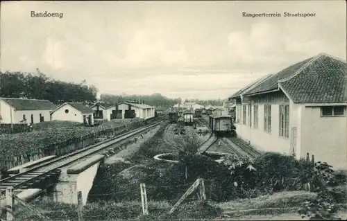 Ak Bandung Bandoeng Java Indonesien, Rangeerterrein Straatsspoor
