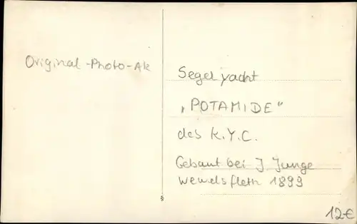 Foto Ak Segelyacht Potamide des K.Y.C.