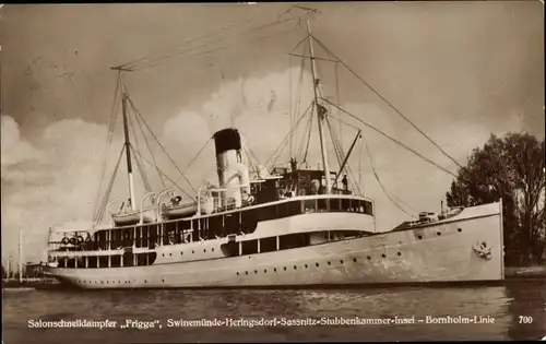 Ak Salonschnelldampfer Frigga, Bornholm Linie, Bäderdampfer