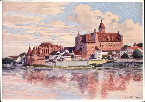 Künstler Ak Kulas, J., Malbork Marienburg Westpreußen, Panoramablick auf die Stadt