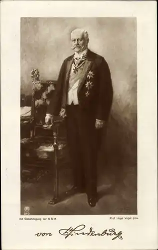 Künstler Ak Vogel, Hugo, Reichspräsident Paul von Hindenburg, Portrait, Orden