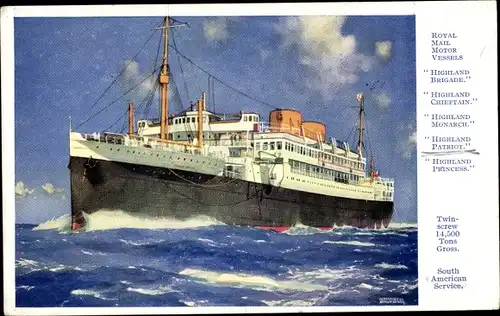 Künstler Ak Passagierschiff Highland Patriot, Royal Mail Lines