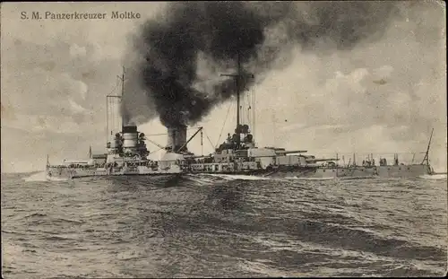Ak Deutsches Kriegsschiff, SMS Moltke, Panzerkreuzer, Kaiserliche Marine