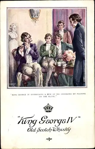 Künstler Ak King George IV Old Scotch Whisky, Flötenspiel