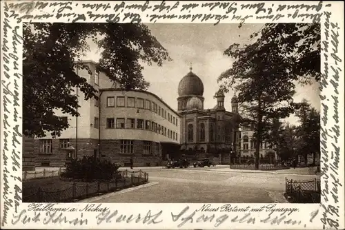 Judaika Ak Heilbronn am Neckar, Neues Rathaus, Synagoge