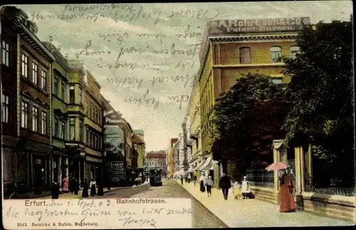 Ak Erfurt in Thüringen, Bahnhofstraße, Patentbüro A. Rohrbach & Co.