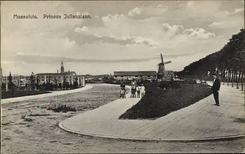 Ak Maassluis Südholland, Prinses Julianalaan, Molen