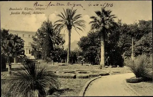 Postkarte Athen, Griechenland, Königlicher Garten