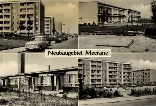 Ak Meerane in Sachsen, Neubaugebiet, Spielplatz, Hochhäuser