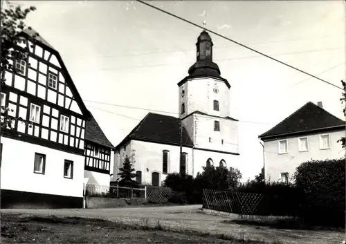 Foto Ak Paitzdorf in Thüringen, Fachwerkhäuser, Kirche