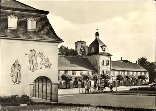 Ak Bad Köstritz in Thüringen, Heinrich Schütz Gedenkstätte, Schloss, Wandgemälde