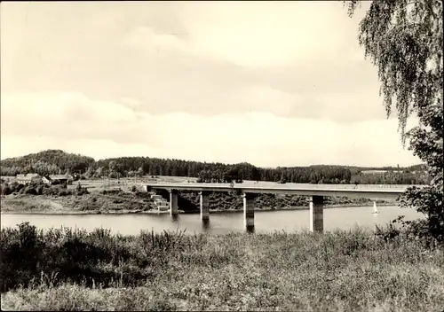 Ak Zeulenroda in Thüringen, Stausee, Brücke