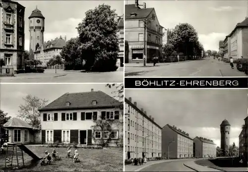 Ak Böhlitz Ehrenberg Leipzig in Sachsen, Heinrich Heine Straße, Wasserturm, Pestalozzistraße