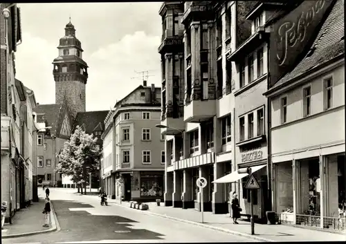 Ak Zeitz in Sachsen Anhalt, Blick zum Rathaus, Straßenszene