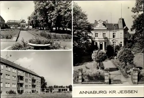 Ak Annaburg Sachsen Anhalt, Karl-Marx-Platz, Neubauten und Kaufhalle, Rathaus