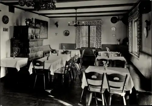 Ak Bärenloh Bad Elster im Vogtland, Wald Café, Innenansicht, Ofen