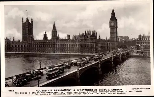 Ak City of Westminster London England, Houses of Parliament and Westminster Bridge