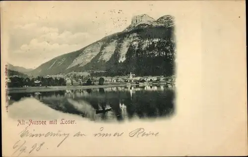 Ak Alt Aussee Altaussee Steiermark, Blick übers Wasser nach Ort mit Loser