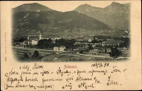Ak Admont Steiermark, Ortsansicht mit Umgebung