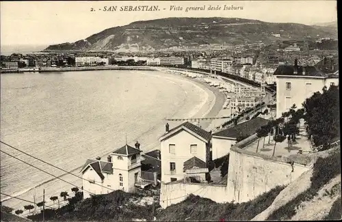 Ak Donostia San Sebastian Baskenland, Gesamtansicht von Isaburu aus