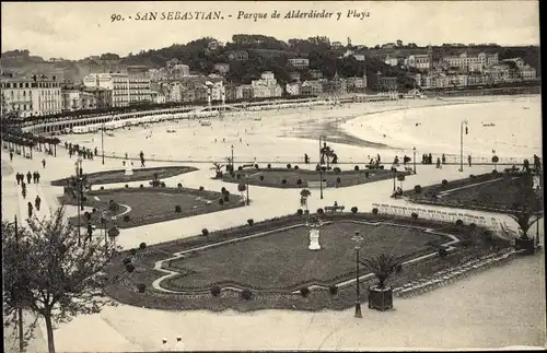 Ak Donostia San Sebastian Baskenland, Parque de Alderdi Eder, Playa