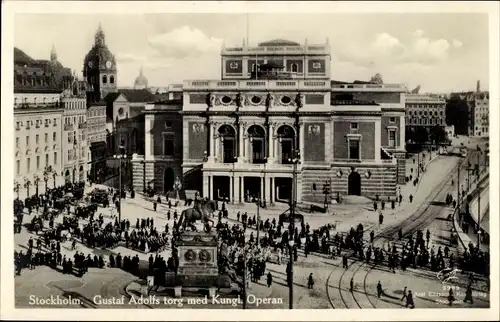 Ak Stockholm Schweden, Gustaf Adolfs Torg med Kungl. Operan