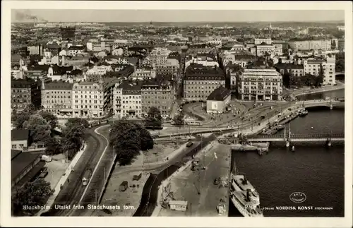 Ak Stockholm Schweden, Utsikt fran Stadshusets torn