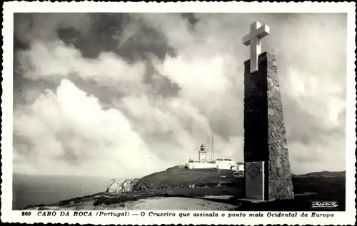 Ak Cabo da Roca Portugal, O Cruzeiro que assinala o ponto mais Ocidental da Europa