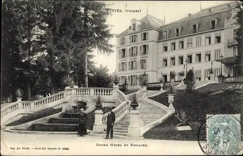 Ak Vittel Lothringen Vosges, Grand Hôtel et Escalier