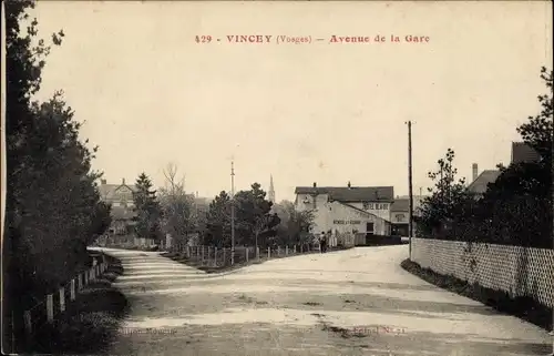 Ak Vincey Vosges, Avenue de la Gare