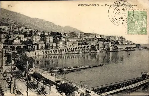 Postkarte Monte-Carlo Monaco, Blick vom Condamine