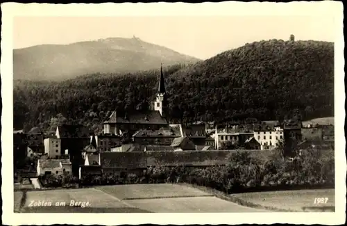 Ak Sobótka Zobten am Berge Schlesien, Totalansicht, Kirche