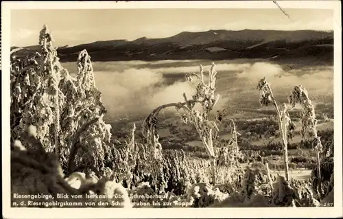 Ak Szklarska Poręba Schreiberhau Riesengebirge Schlesien, Blick vom Iserkamm, Schneegruben, Koppe