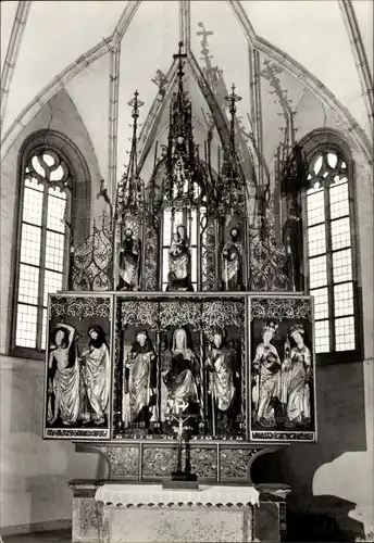 Ak Graba Saalfeld an der Saale Thüringen, Gertrudiskirche, Schnitzaltar