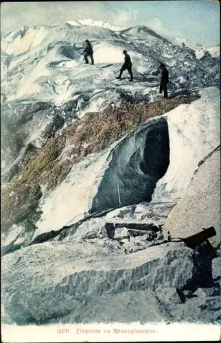 Ak Kt Wallis Schweiz, Rhonegletscher, Eisgrotte