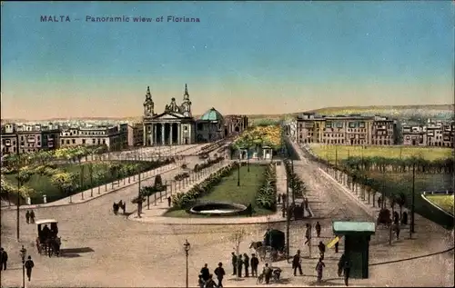 Ak Floriana Malta, Panorama der Stadt, St. Publius Kirche