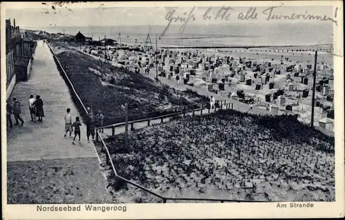 Ak Nordseebad Wangerooge in Ostfriesland, Am Strande, Strandkörbe, Promenade