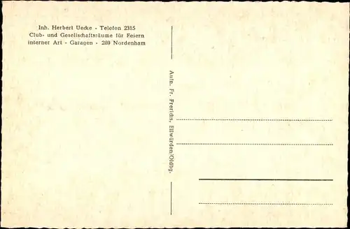 Ak Nordenham im Oldenburger Land, Parkhotel, Inh. Herbert Uecke