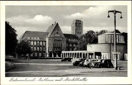 Ak Delmenhorst in Niedersachsen, Rathaus mit Markthalle