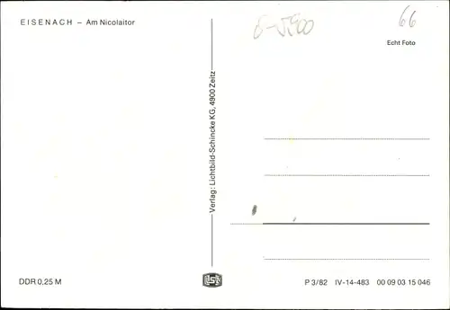 Ak Lutherstadt Eisenach in Thüringen, Am Nicolaitor